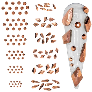 Rose Gold Crystal Shapes / Sizes Mix
