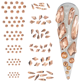 Lt Peach Crystal Shapes / Sizes Mix