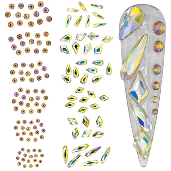 Purple Diamond Crystal Shapes / Sizes Mix