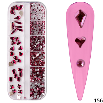 Fushia / Pink / Hot Pink / Crystal Shapes / Crystal Mix Sizes / Diamonds / 156
