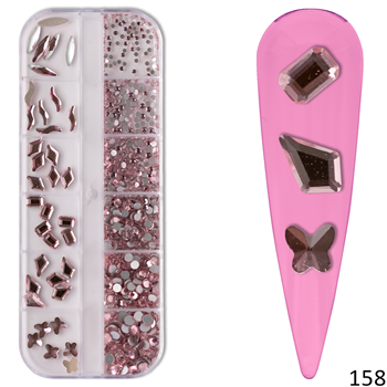 Light Pink / Baby Pink / Pink / Pastel Pink / Crystal Shapes / Crystal Mix Sizes / Diamonds / 158