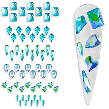 Glamour Crystal Shapes Mix  ( Blue/Green AB )