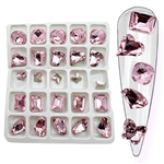 Pink / Crystal Shapes / Diamonds / box / 25pcs