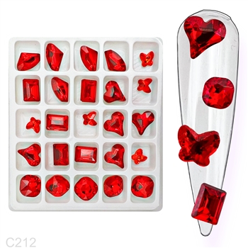 RED Crystal Shapes 25pcs