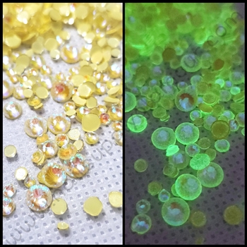 Crystals MIX SIZES GLOW in the DARK ( YELLOW AB ) 1440 pcs