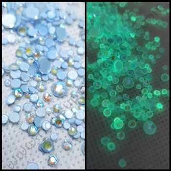 Crystals MIX SIZES GLOW in the DARK ( BLUE AB ) 1440 pcs