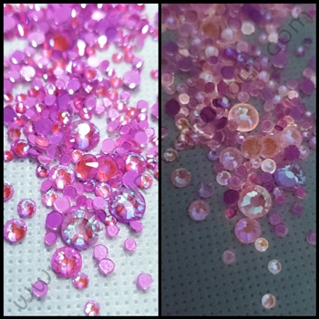 Crystals MIX SIZES GLOW in the DARK ( PURPLE AB ) 1440 pcs