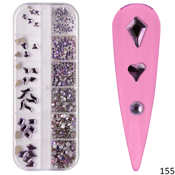 Purple Crystal Shapes / Sizes Mix / Purple Diamonds / Purple Rhinestones / Purple Charms 155