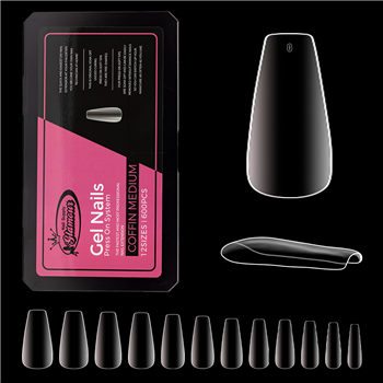 Coffin Medium Gel Nails / Press On Nail Tips ( Clear )