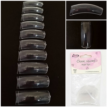 Classic Square Nail Tips ( clear ) 50pcs Bag #8