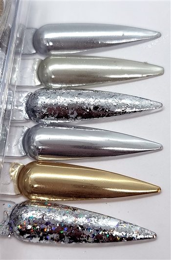 Silver Holographic Chrome/Glitter set of 6 pcs #003