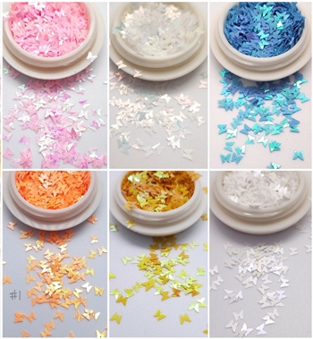 Raw Glitter BUTTERFLIES # 143  (Set of 6 colors)