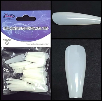 FULL COVER Ballerina Nail Tips REFILLS NATURAL 50 pcs #5