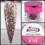 2 in 1 Acrylic & Dip GLITTER SPARKS PINK # 108 1/2oz