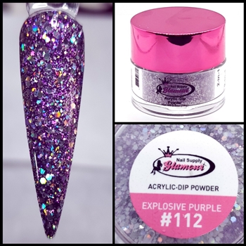 2 in 1 Acrylic & Dip Powder GLITTER EXPLOSIVE PURPLE# 112 1/2oz