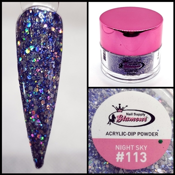 2 in 1 Acrylic & Dip Powder GLITTER NIGHT SKY # 113 1/2oz