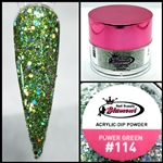 2 in 1 Acrylic & Dip Powder GLITTER POWER GREEN # 114 1/2oz