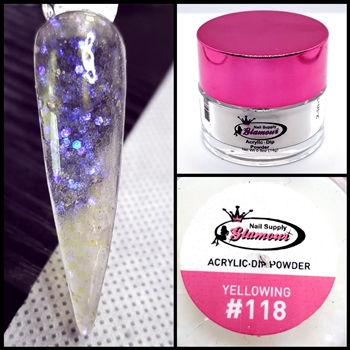 2 in 1 Acrylic & Dip Powder GLITTER YELLOWING # 118 1/2oz