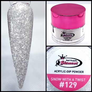 2 in 1 Acrylic & Dip GLITTER SNOW WITH A TWIST #129 1/2oz