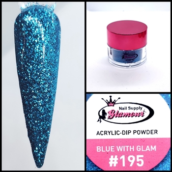 2 in 1 Acrylic & Dip BLUE WITH GLAM #195 1/2oz