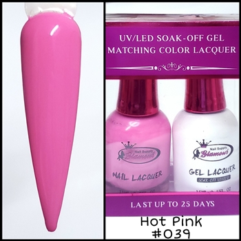 Glamour GEL POLISH / NAIL LACQUER DUO HOT PINK #039