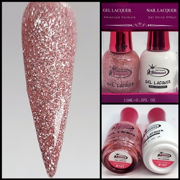 Glamour GEL POLISH / NAIL LACQUER DUO SWEET SPARKLE #187