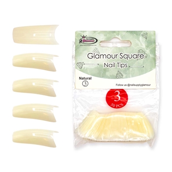 Glamour Square Nail Tips ( natural ) 50pcs Bag #3