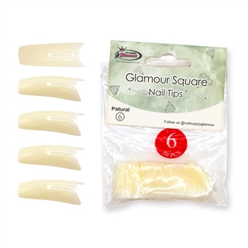 Glamour Square Nail Tips ( natural ) 50pcs Bag #6