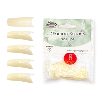 Glamour Square Nail Tips ( natural ) 50pcs Bag #8