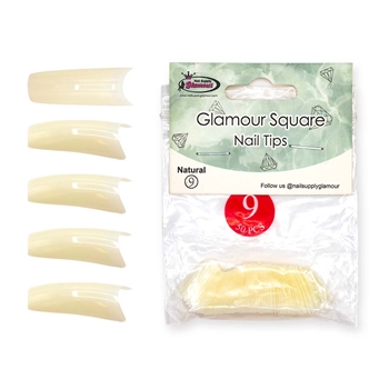 Glamour Square Nail Tips ( natural ) 50pcs Bag #9