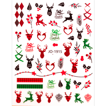 Christmas Nail Stickers / Deers / Red / Green