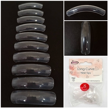 Long Curve Nail Tips ( clear ) 50pcs Bag #8