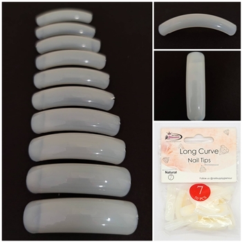 Long Curve Nail Tips ( natural ) 50pcs Bag #7