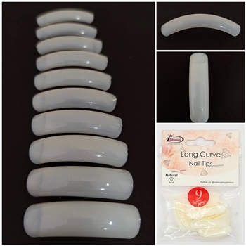 Long Curve Nail Tips ( natural ) 50pcs Bag #9