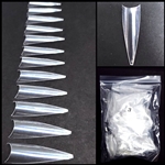 LONG Stiletto Nail Tips CLEAR 500 pcs easy coffin (comes in bag)