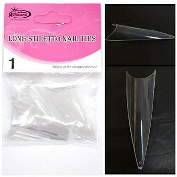 LONG Stiletto Nail Tips REFILLS (Clear) 50 pcs #1