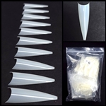 LONG Stiletto Nail Tips NATURAL 500 pcs easy coffin (comes in BAG)