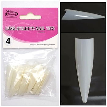 LONG Stiletto Nail Tips REFILLS (Natural) 50 pcs #4