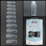 Medium Coffin FULL COVER Nail Tips CLEAR 100 pcs (comes in BOX)