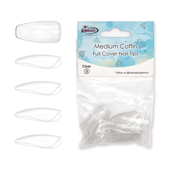 Medium Coffin FULL COVER Nail Tips REFILLS ( clear ) 50 pcs