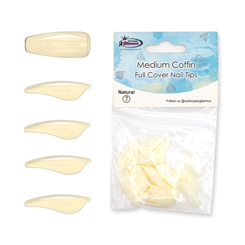 Medium Coffin FULL COVER Nail Tips REFILLS ( natural ) 50 pcs