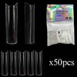 2XL SQUARE "No C Curve" Nail Tips CLEAR (REFILLS) #8