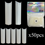 2XL SQUARE "No C Curve" Nail Tips NATURAL (REFILLS) #0