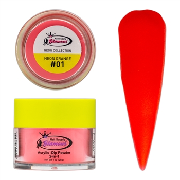 2 in 1 Acrylic & Dip NEON Collection NEON ORANGE #01  1oz