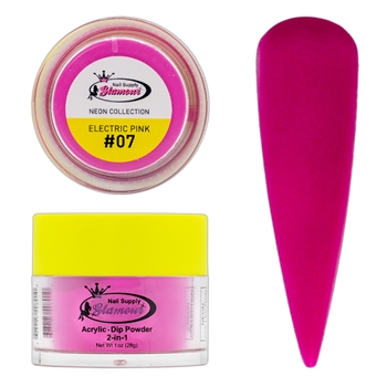 2 in 1 Acrylic & Dip NEON Collection ELECTRIC PINK #07  1oz