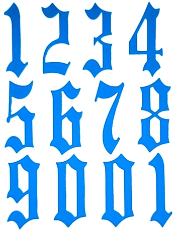 Calligraphy NUMBERS 0-10 Nail Stickers (Blue) # 181