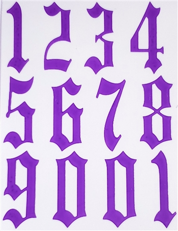 Calligraphy NUMBERS 0-10 Nail Stickers (Purple) # 182