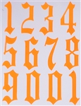 Calligraphy NUMBERS 0-10 Nail Stickers (Orange) # 184