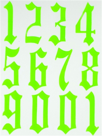 Calligraphy NUMBERS 0-10 Nail Stickers (Green) # 186