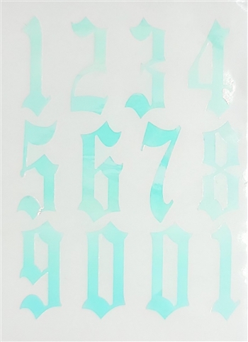 Calligraphy NUMBERS 0-10 Nail Stickers (Lt Blue AB) # 244